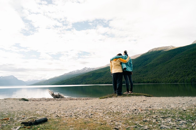 Idyllic view of Bahia Lapataia amidst mountains at Tierra del Fuego