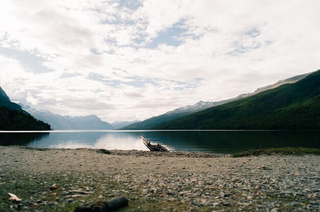 Idyllic view of Bahia Lapataia amidst mountains at Tierra del Fuego