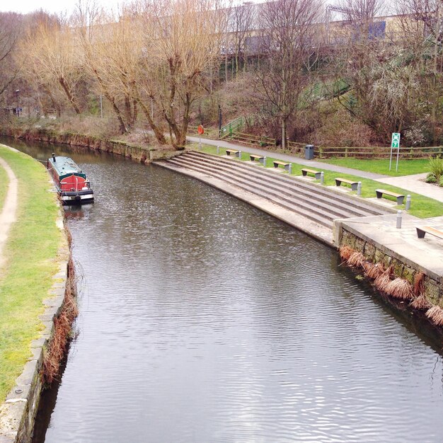 Idyllic view of canal at park