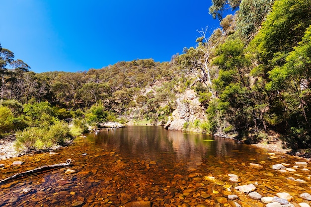 idyllische omgeving rond Lerderderg Gorge Circuit Wandeling op een warme herfstdag in het westen van Melbourne in Victoria Australië