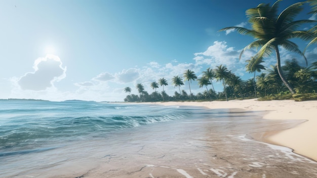 Idyllische strandlocatie met palmen en de zee