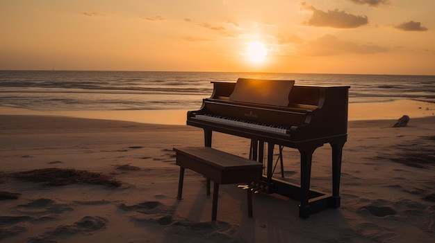 Idyllische strandzonsondergang Piano