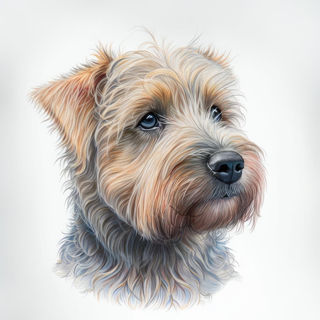 Ierse hond schattig portret Ierse terrier schattig ras in schets met de hand getekend Generatieve AI