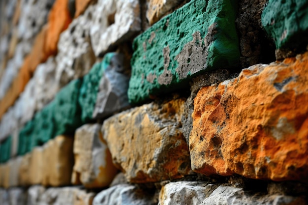 Ierse vlag op bakstenen muur achtergrond textuur StPatrick's Day