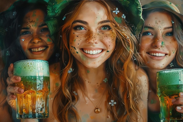 Ierse vrienden die dronken op St. Patrick's Day in een bar samen lachen en kraken over bier