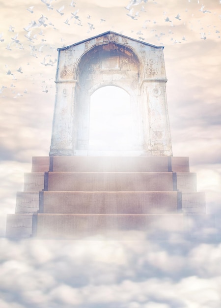 Photo if you reach it youve made it shot of a stairway and door leading to heaven