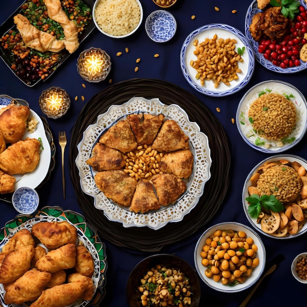 Iftar geserveerd tijdens de heilige maand Ramadan Ramadan Kareem lantaarn eten