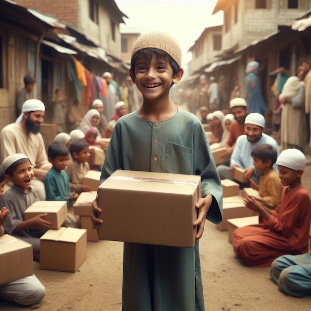 Iftar illustration with people having a meal