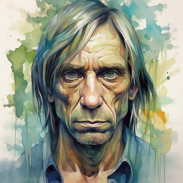 Iggy Pop has a thin angular face with prominent cheekb photos