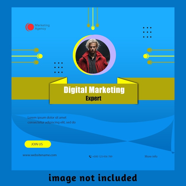 Photo igital marketing expert social media post template psd