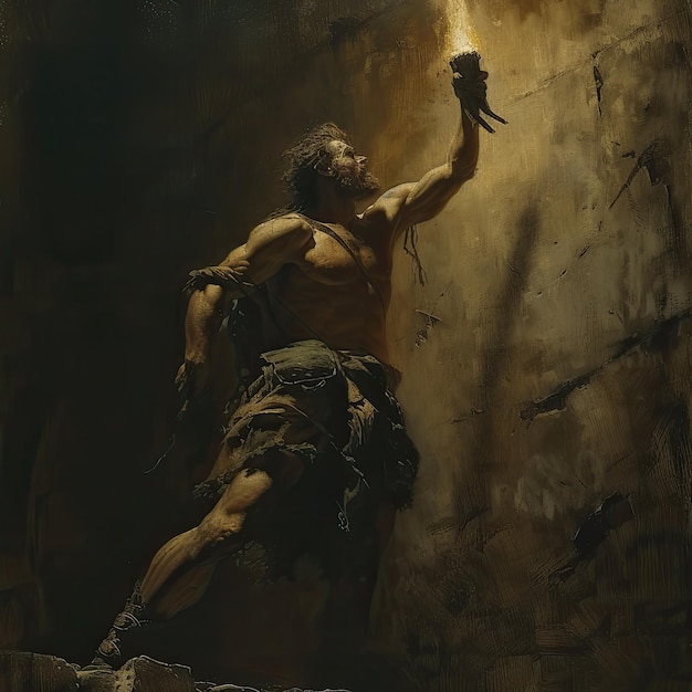 Ignite enlightenment prometheus the olympian god holds fire in hands symbolizing defiance