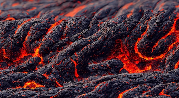 Ignited flow of volcanic lava