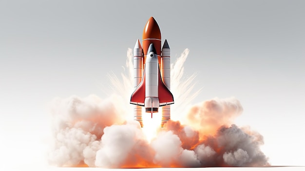 Igniting Innovation Rocket Launch Illustrating Startup Concept on White Background Generative AI