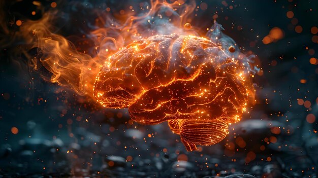 Вспышка разума Пламя в мозге Вселенная Концепция Здоровье мозга Психическое благополучие Творческое мышление Когнитивная производительность