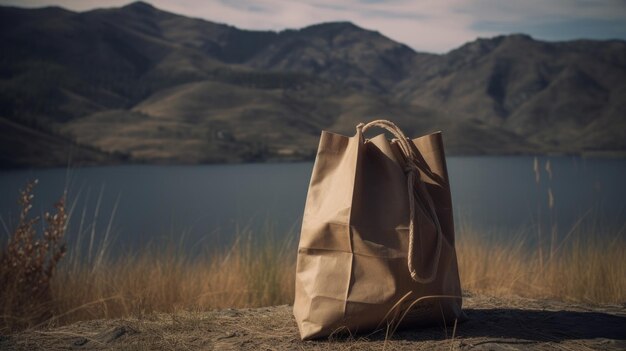 An ignored gift bag desolate on a peaceful background AI generated