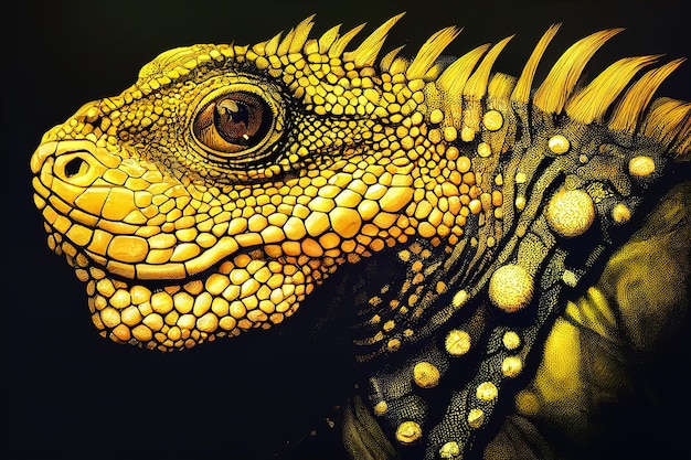 Foto animale iguana ritratto di un'iguana pittura illustrativa in stile arte digitale