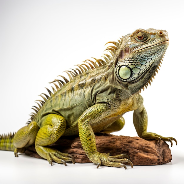 Foto iguana in studio op witte achtergrond