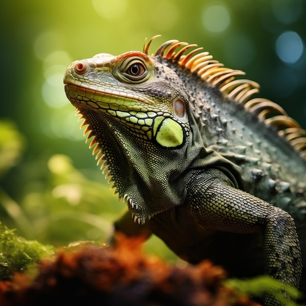 Iguana in its Natural Habitat Wildlife Photography Generative AI