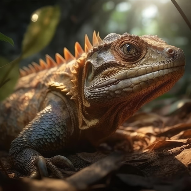 Iguana in natural habitat generative AI