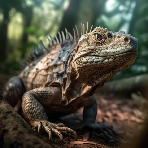 Iguana in natural habitat generative AI