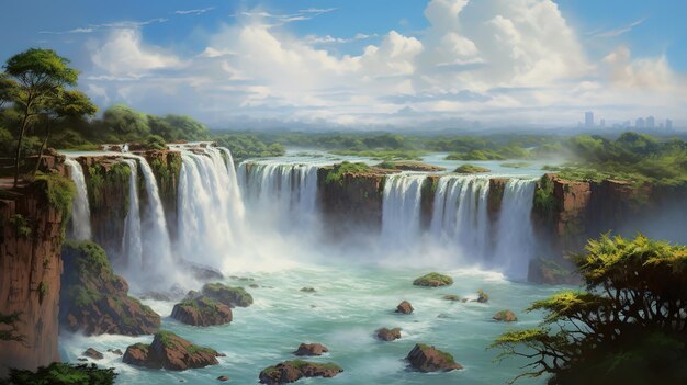 Photo iguassu falls is the largest series of waterfalls on the planet