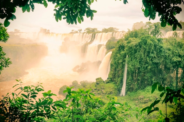 ブラジルとアルゼンチンの国境にあるイグアスの滝世界の素晴らしい自然の驚異の滝の1つ観光コンセプト画像