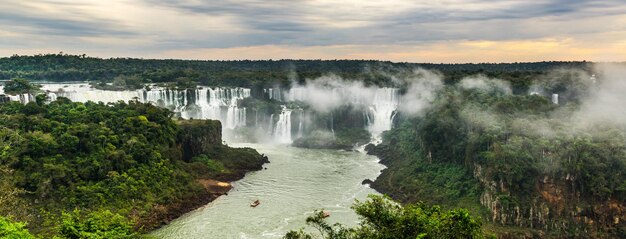 Iguazu Falls brasilian side during sunset