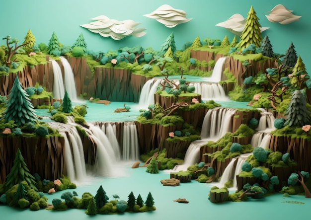 Photo iguazu falls misiones province argentina and parana state brazil with 3d craft and isolated backgrou