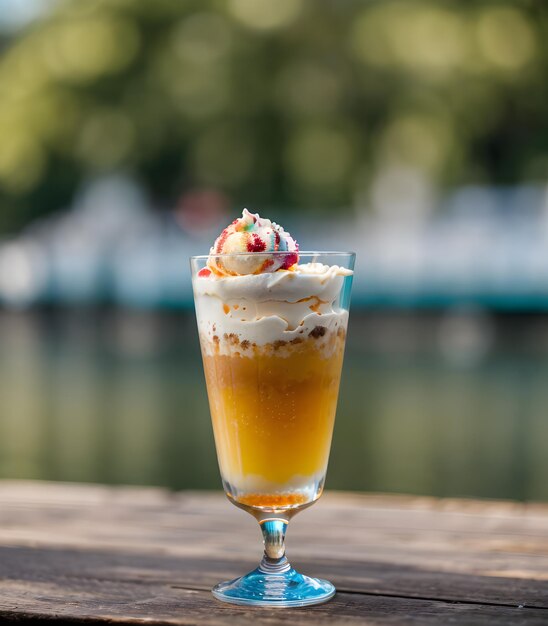 Foto ijs in de zomer met een prachtige wazige achtergrond heel koel en vers