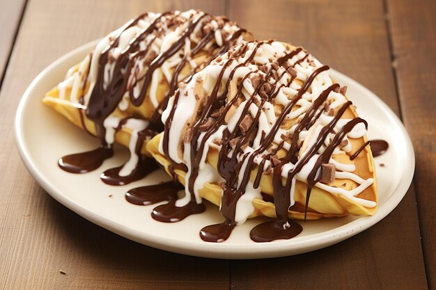 Ijs taco met chocolade drizzle