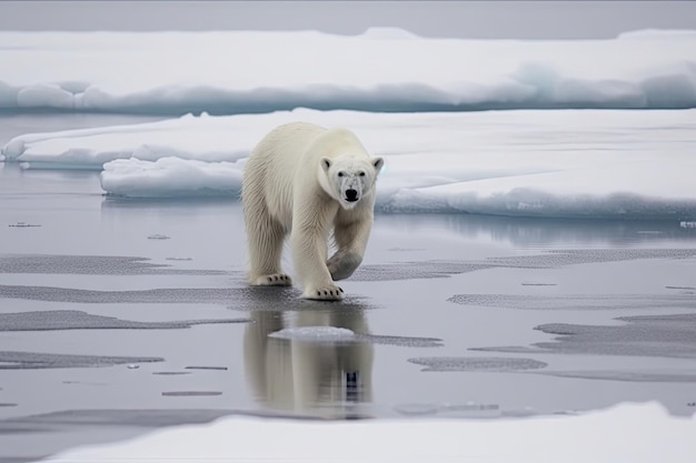 IJsbeer op ijs opwarming van de aarde concept