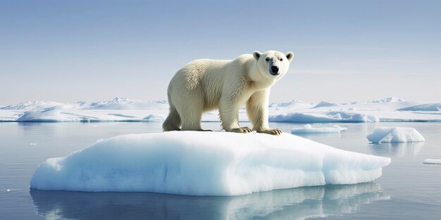 IJsbeer op ijsschots Smeltende ijsberg en opwarming van de aarde