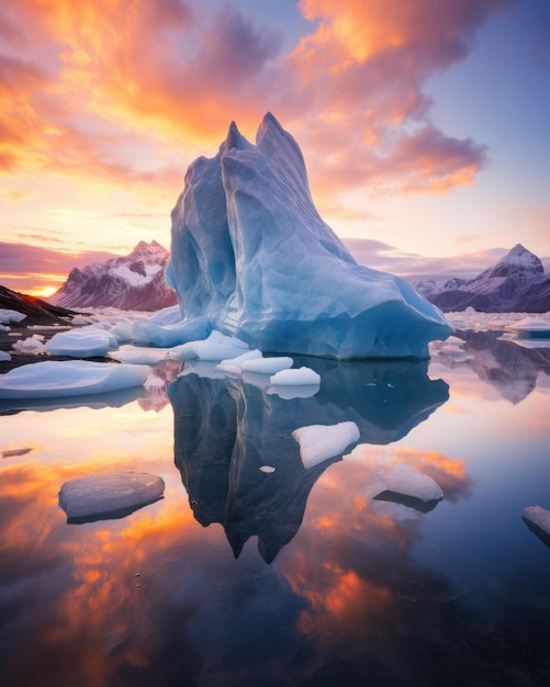 Ijsberg bij zonsondergang in Glacier Lagoon