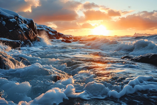 Ijsbergen in de oceaan.