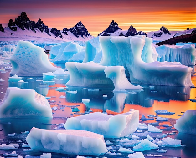 ijsbergen verbazingwekkend zonsopgang natuur reizen landschap oceaan ijsberg meer zonsondergang zee jokulsarlon