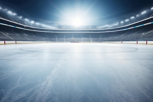 Foto ijshockeystadion achtergrond wintersportveld met gekraakte ijsoppervlakte en lichte haze