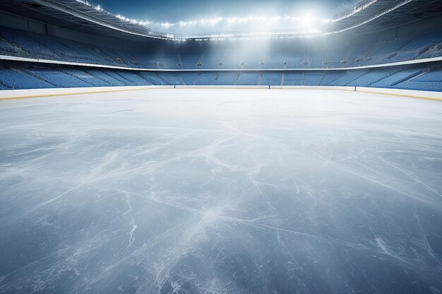 IJshockeystadion achtergrond Wintersportveld met gekraakte ijsoppervlakte en lichte haze