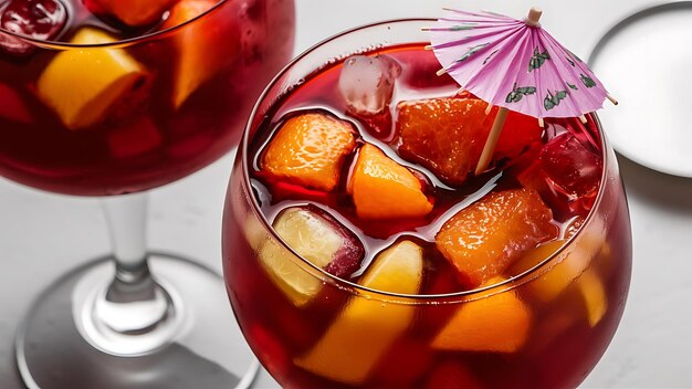 Foto ijskoude rode sangria met citrusvruchten