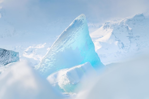 IJsland IJs als achtergrond Vatnajokull National Park Uitzicht op de ijslagune Winterlandschappen in IJsland Natuurlijke achtergrond Noordelijk land