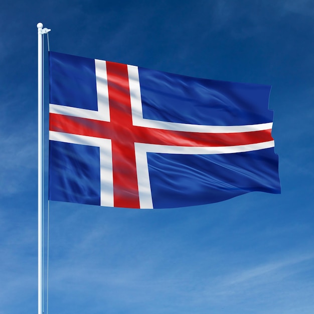 IJslandse vlag op vlaggenmast