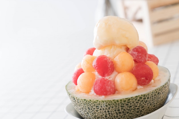 IJsmeloen Bingsu, beroemd Koreaans roomijs