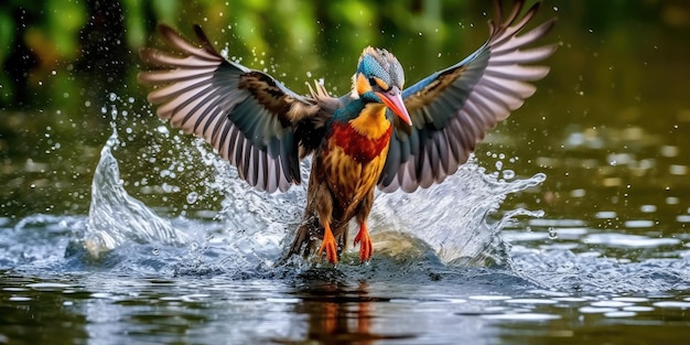 IJsvogel die uit het water komt