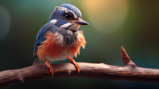 Ijsvogelvogel op een boomtak met een vage achtergrond ai generatief