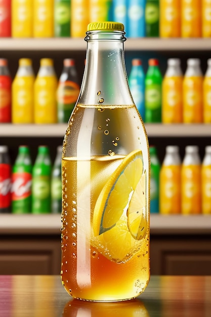Foto ijzige citroensapdrank in glazen beker reclame waterdruppel splash speciaal effect ontwerpbehang