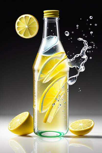Ijzige citroensapdrank in glazen beker reclame waterdruppel splash speciaal effect ontwerpbehang