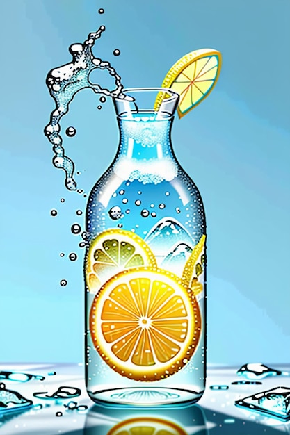 Ijzige citroensapdrank in glazen beker reclame waterdruppel splash speciaal effect ontwerpbehang