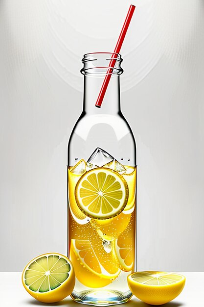 Ijzige citroensapdrank in glazen beker reclame waterdruppel splash speciaal effect ontwerpbehang