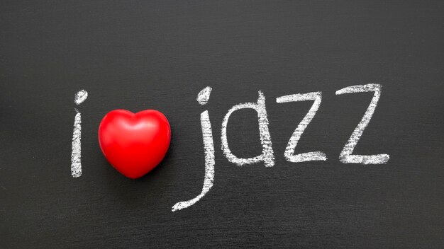 Ik hou van jazz zin handgeschreven op het schoolbord