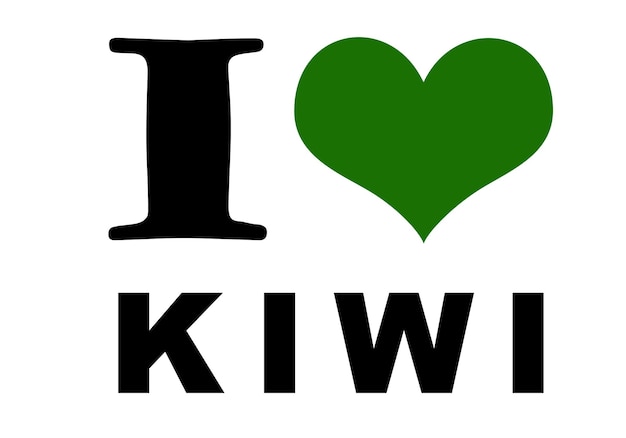 Ik hou van kiwi tekst op wit