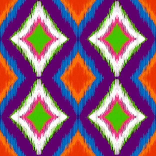 Икат геометрический фольклорный орнамент Племенная этническая текстура Бесшовный полосатый узор в ацтекском стиле Фигур